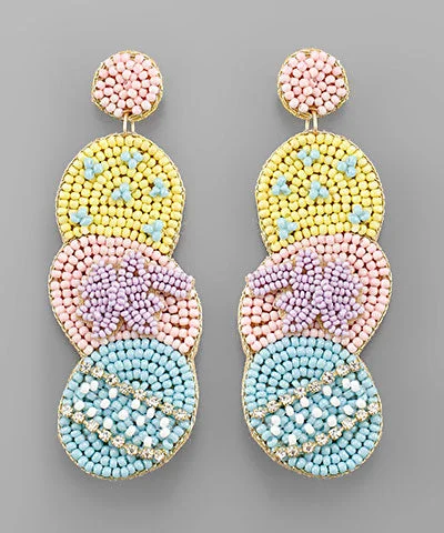 Elegant Gemstone Earrings-Beaded Easter Egg Earrings