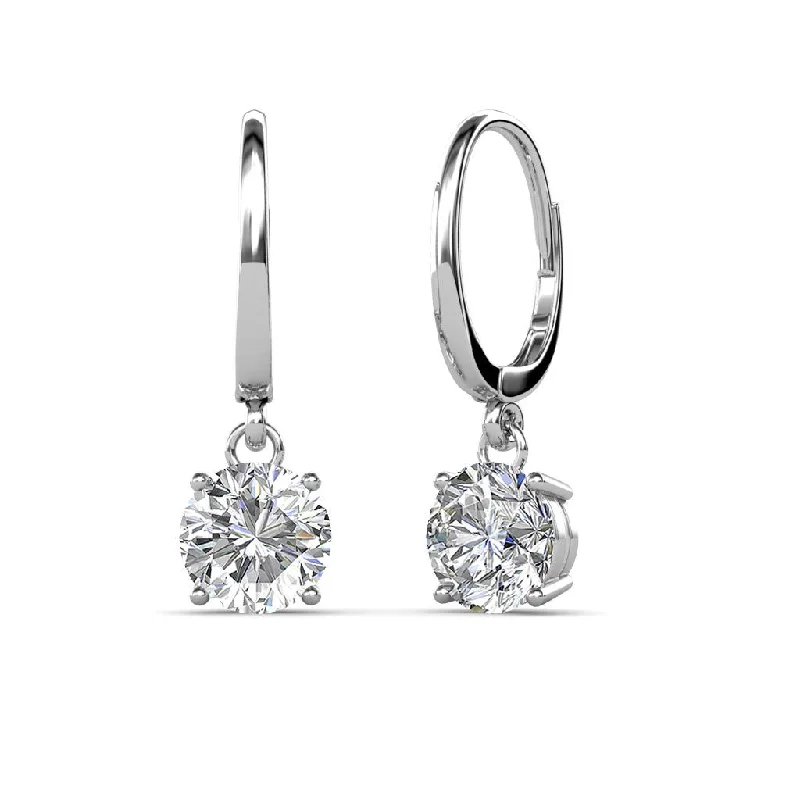 Premium Silver Earrings-14K WHITE GOLD LAB GROWN DIAMOND  DANGLE EARRINGS