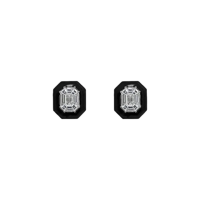 Black Gemstone Earrings-Octagon Hues Diamond Earrings