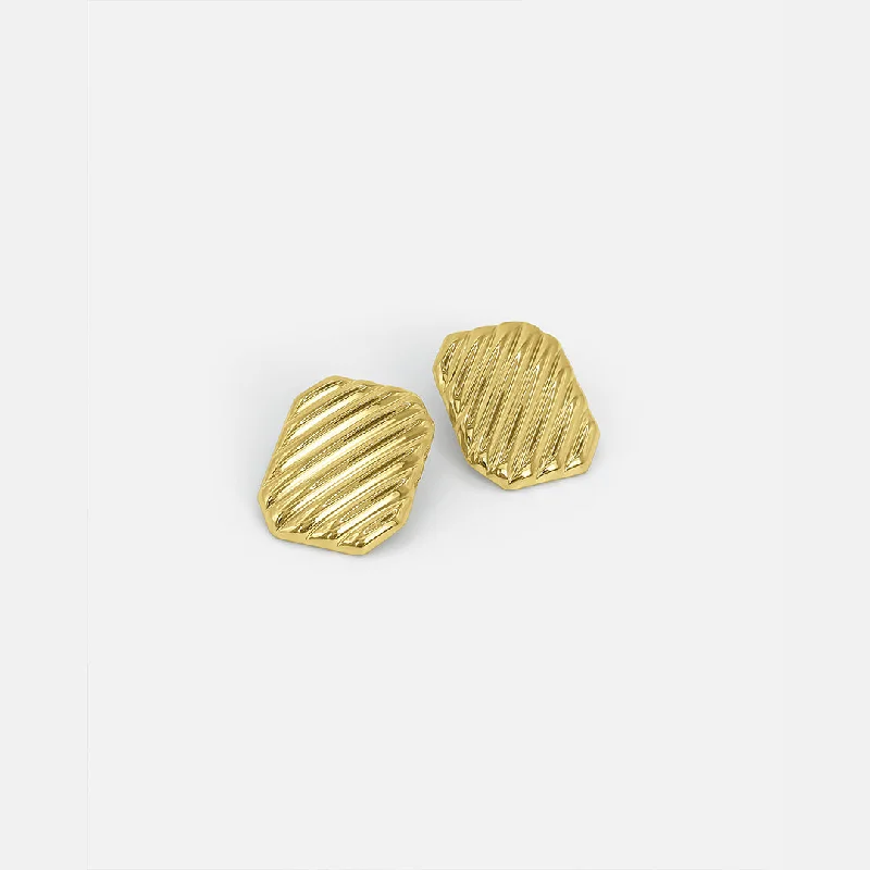 Luxury Fashion Earrings-RIBBED EARRINGS GOLD