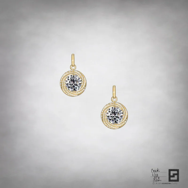 Fancy Gold Earrings-CONTINUUM PAVE DROP EARRINGS