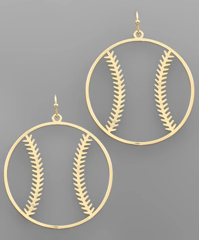 Hoop Earrings for Women-Baseball Gold Earrings