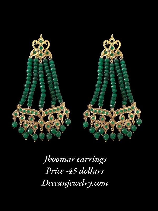 Simple Stud Earrings for Girls-DER589 Amrita jhoomar earrings in green beads  ( SHIPS IN 4 WEEKS  )