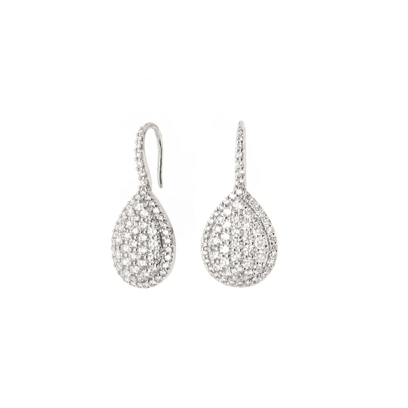 White Pearl Earrings-Teardrop Diamond Earring