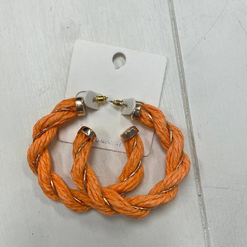 Cute Pearl Earrings-Hoop Girl Raffia Orange Earrings