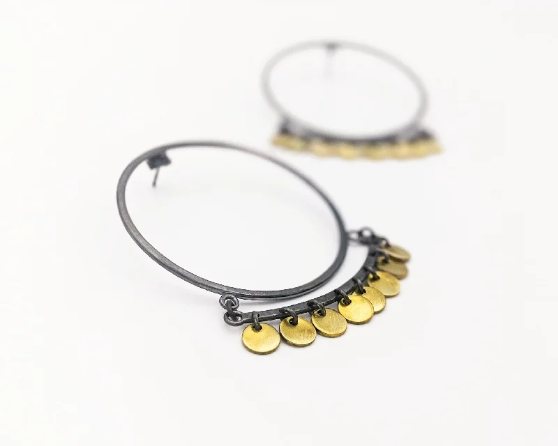 Colorful Hoop Earrings-Bali Hoop Earrings in Sterling Silver and Brass