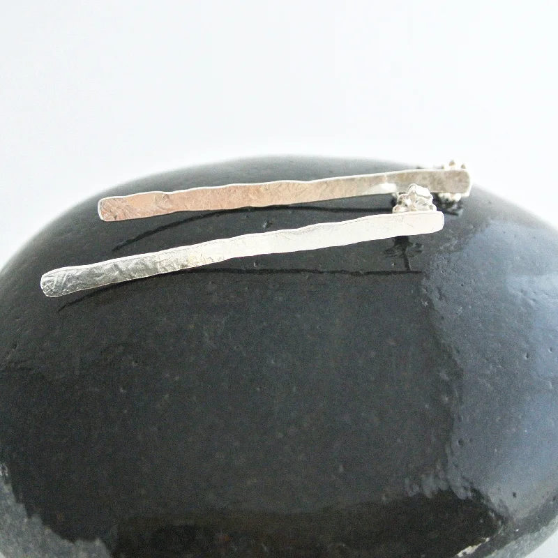 Large Diamond Earrings-Erika - Match Stick Argentium Silver Dangle Stud Earrings - Nickel Free