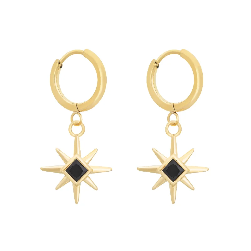 Gold Knot Earrings-Lyra Earrings - Black