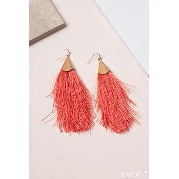 Trendy Hoop Earrings-Simply Noelle Feather in Your Cap Earrings - Flamingo