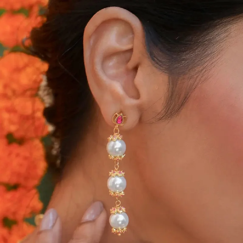 Classic Round Earrings-Silver 92.5 Sitayan Pearl Earring