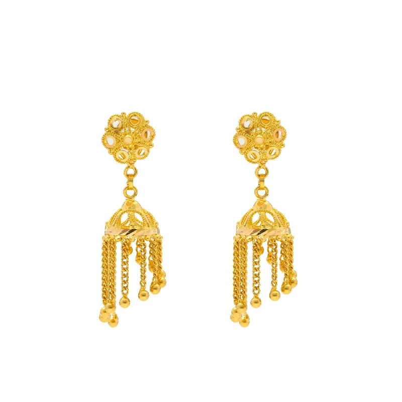 Large Gold Earrings-22K Gold Jhumki Earrings