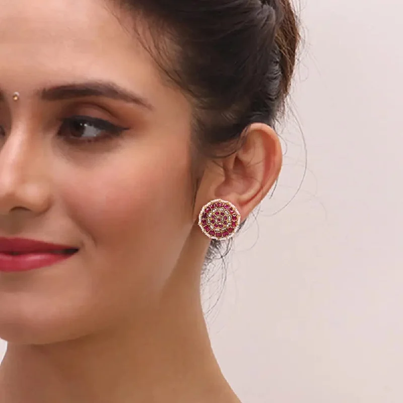 Luxury Wedding Earrings-ROYAL KUNDAN SILVER STUDS