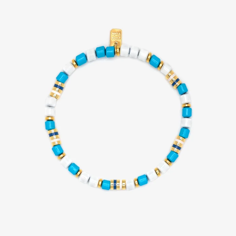 Simple Crystal and Gold Bracelet-World Water Day Mixed Bead Stretch Bracelet