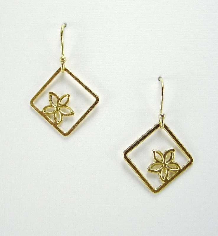 Personalized Name Earrings-Square Flower Earrings