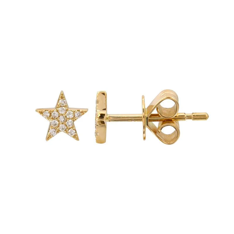 Shiny Stud Earrings-Single 14K Diamond Star Earring