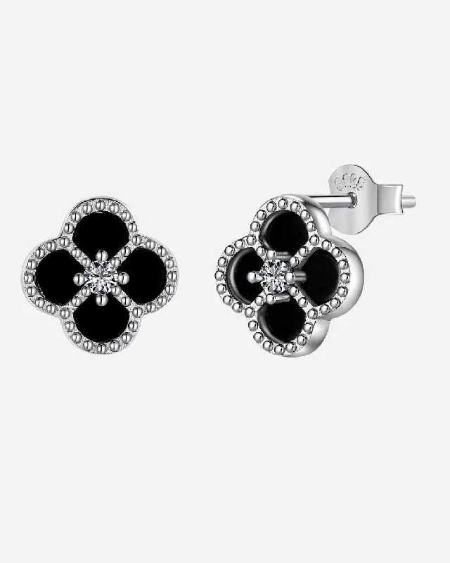 Wedding Dangle Earrings-BLACK EMERALD STUDS 925. - WHITE GOLD