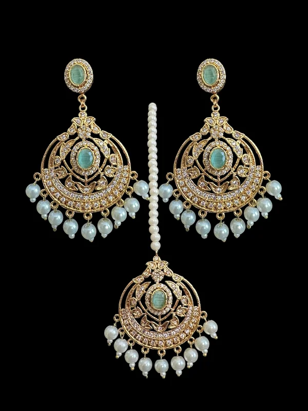 Handmade Drop Earrings-Zeba earrings tika in mint ( READY TO SHIP )