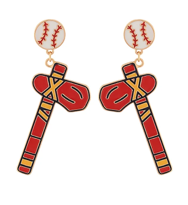 Gemstone Drop Earrings-Tomahawk Baseball Drop Earrings