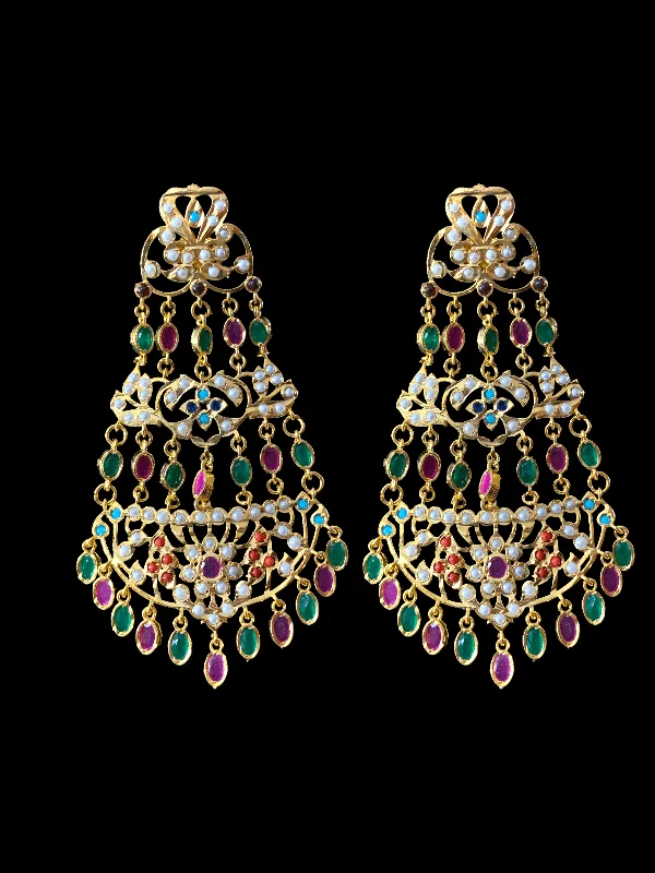 Elegant Dangle Earrings-DER165 Naveen  jhoomar earrings ( Navratan     ) (  READY TO SHIP )