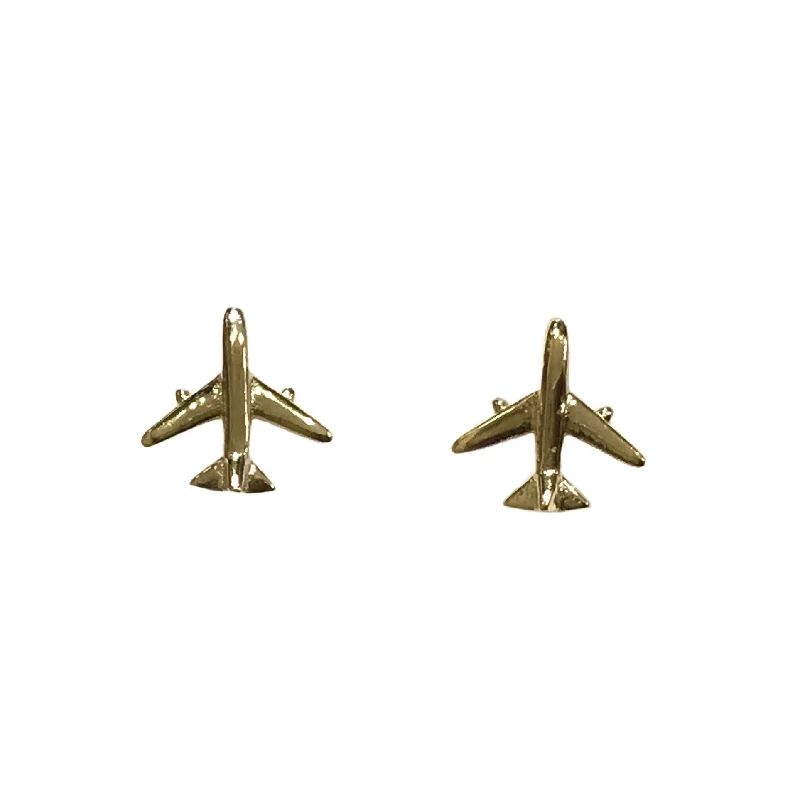 Rose Gold Earrings for Girls-Airplane Studs