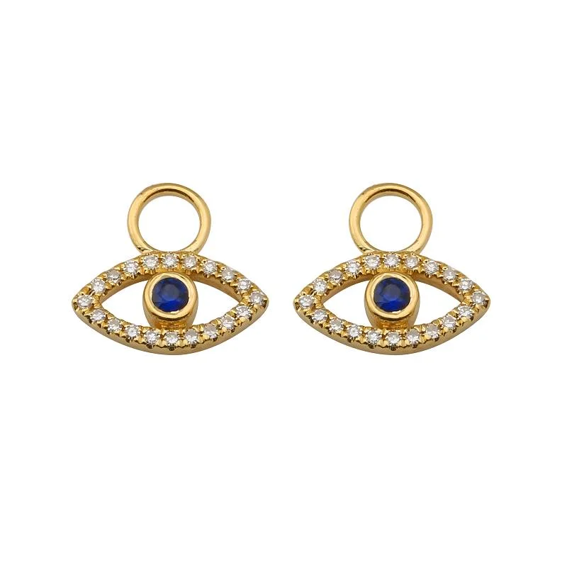 Classic Round Earrings-Evil Eye Sapphire Open Earring Charm