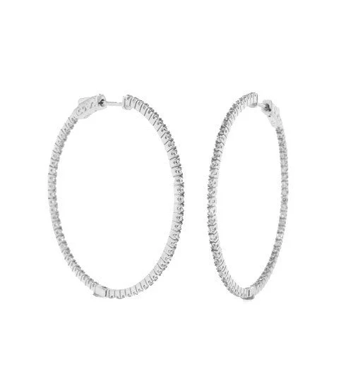 Wedding Dangle Earrings-Large Pave In/Out Hoops (STERLING)