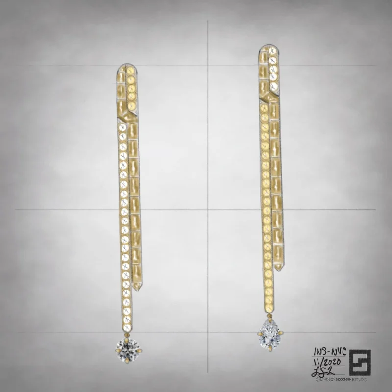 Fashionable Ear Cuffs-TRANSFER GOLD AND DIAMOND EARRINGS