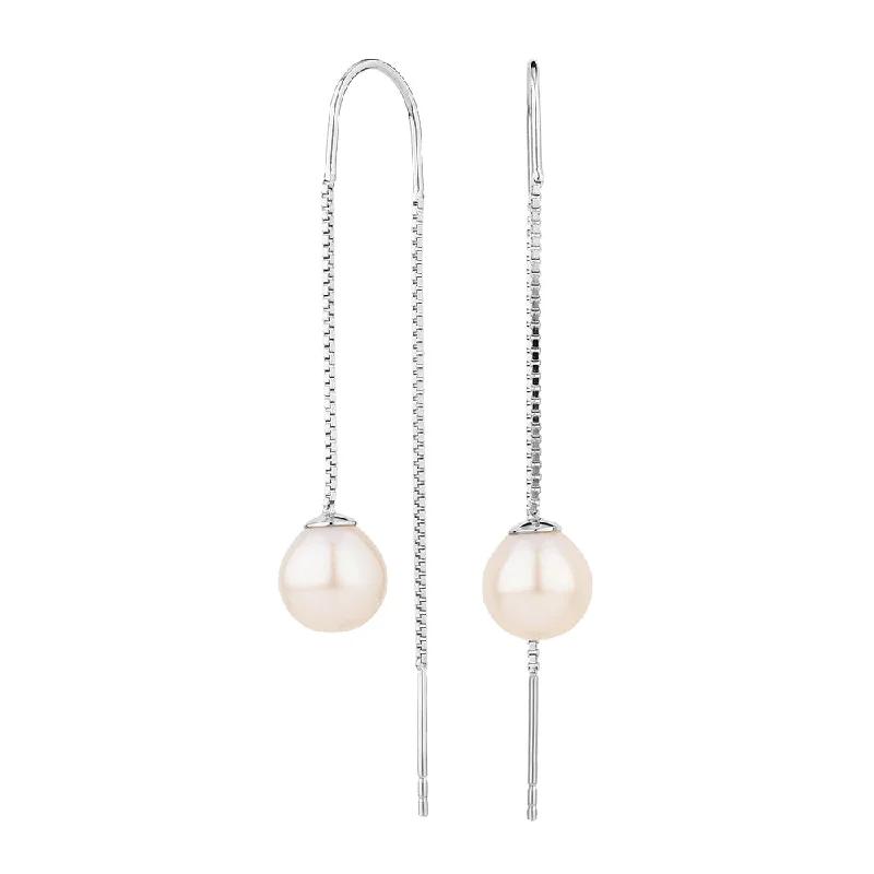 Vintage Style Earrings-Cultured freshwater pearl drop earrings in sterling silver