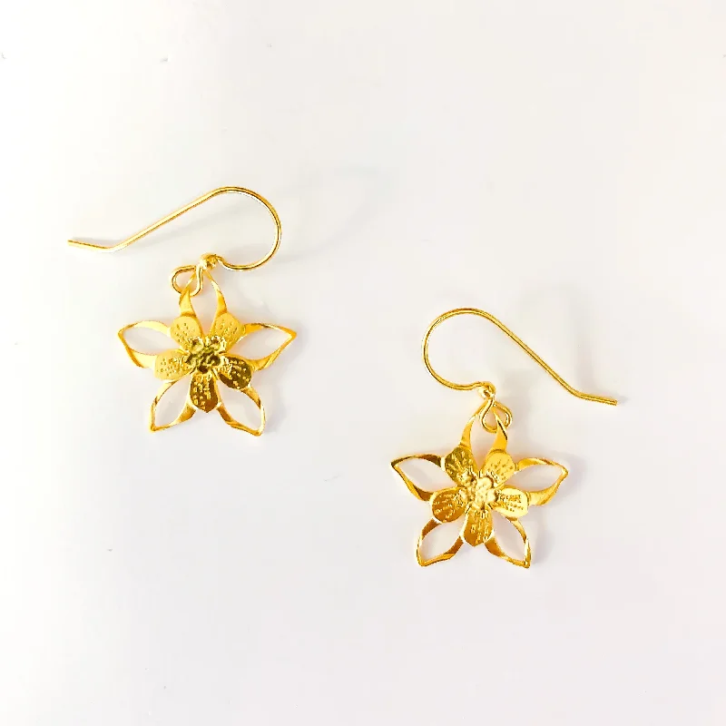 Pearl Stud Earrings for Weddings-Columbine Flower Earrings