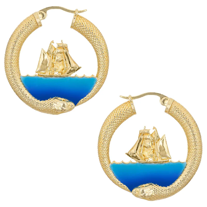 Geometric Stud Earrings-Sea Monster Hoops