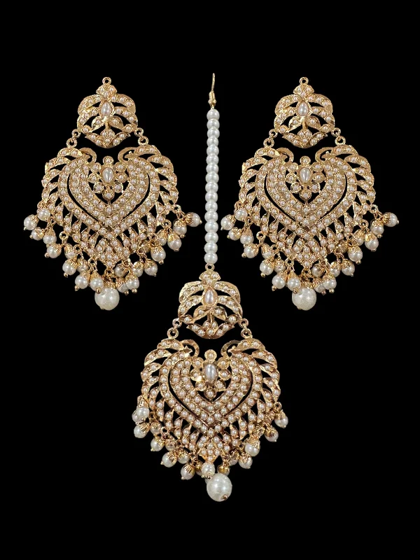 Big Gold Earrings-Farwah earrings tika in pearls   ( READY TO SHIP  )