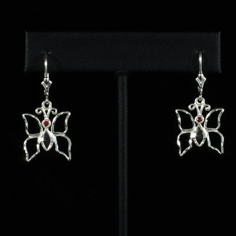 Diamond Stud Earrings-Delicate Butterfly  Earring Hanging Short with Synthetic Stones