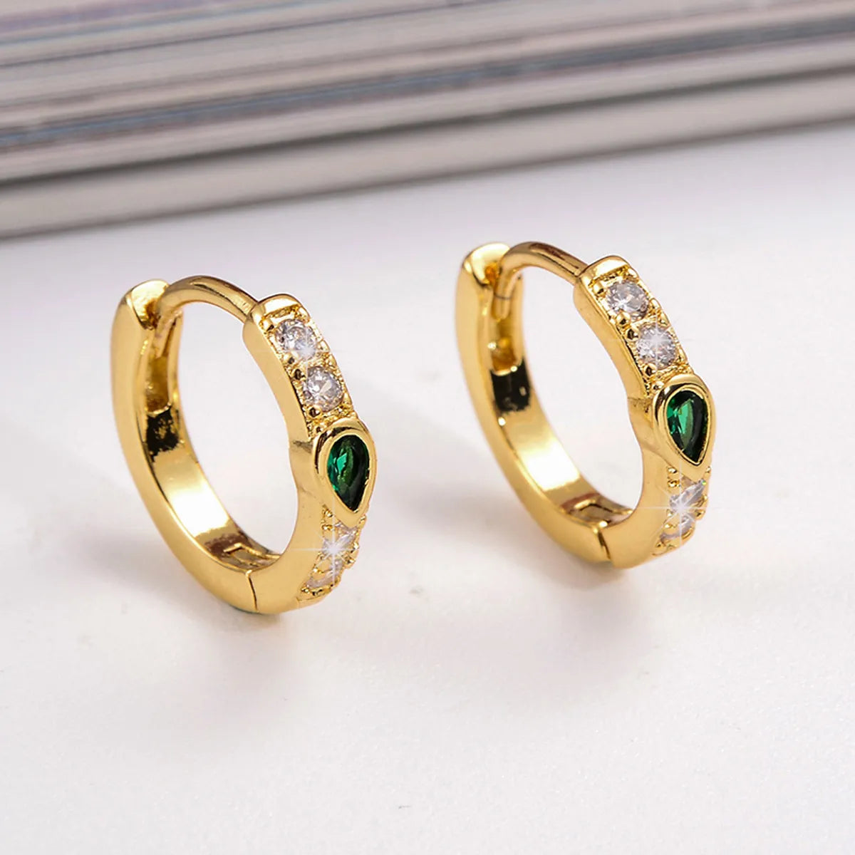 Customized Gemstone Engagement Ring-1 Pair Simple Style Water Droplets Plating Inlay Copper Zircon 18k Gold Plated Earrings