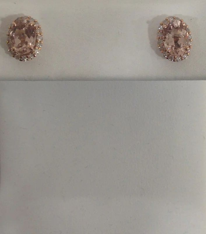 Custom Gemstone Earrings-14k Rose Gold Morganite Earrings