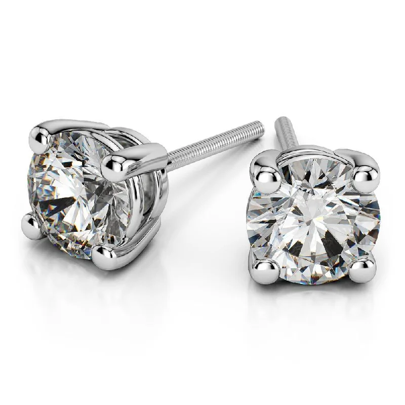 Multi-Layer Earrings-VS Round-Cut Diamond Solitaire Stud Earrings in 14K White Gold