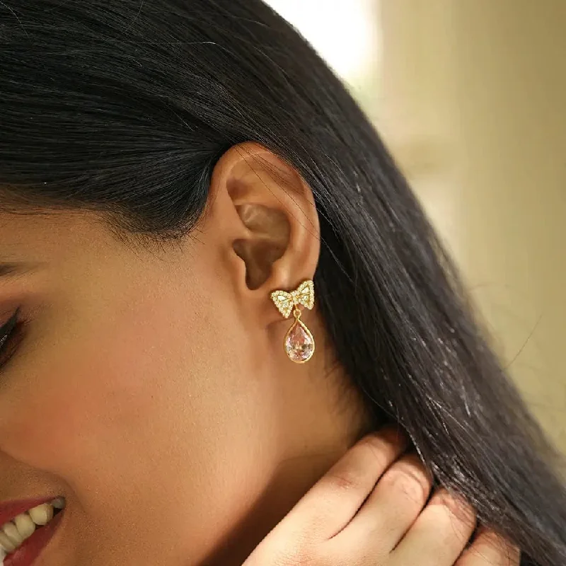 Gold Stud Earrings-Gulabo Bow Earring In 92.5 Silver