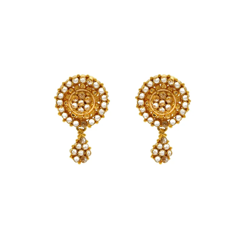 Statement Earrings for Weddings-22K Yellow Gold & Polki Stone Earrings