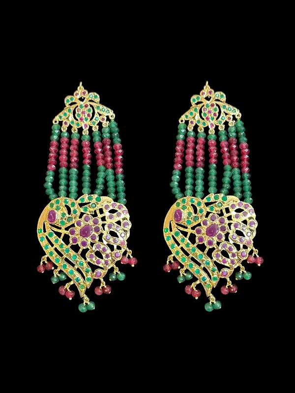 Shiny Drop Earrings-DER503 Ira gold plated earrings - ruby emerald ( READY TO SHIP )