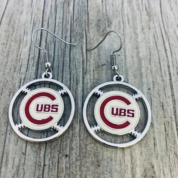 Geometric Drop Earrings-Chicago Cubs Earrings