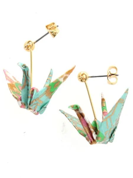 Simple Hoop Earrings-ORIGAMI Crane Earrings - SARASA