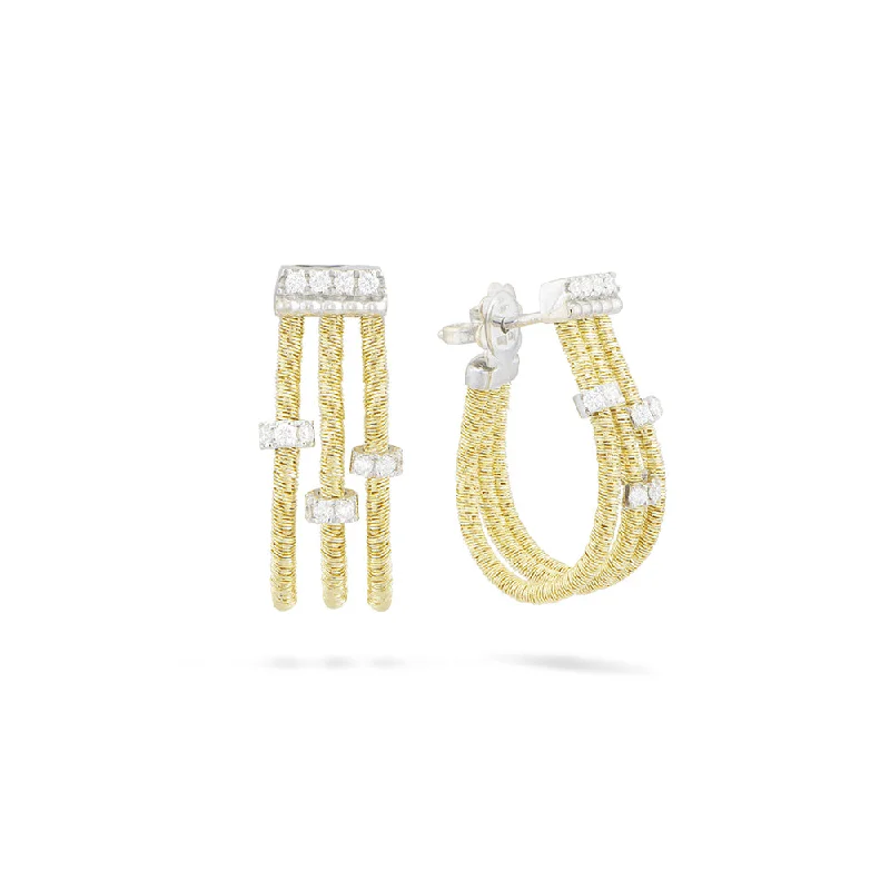 Lightweight Earrings for Summer-Piero Milano GOA 3 Strand Hoop Earrings