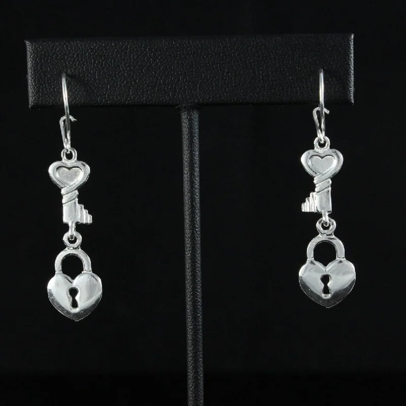 Eco-Friendly Hoop Earrings-Caribbijou Lock & Key Earring