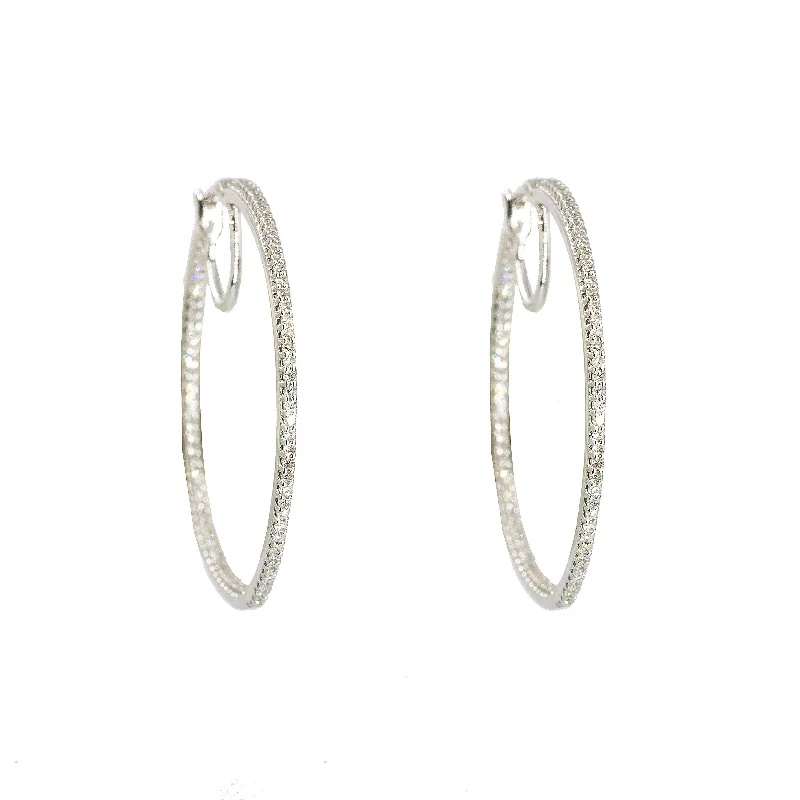 Sterling Stud Earrings-14K White Gold Diamond Hoop Earrings W/ 0.50ct VS-SI Diamonds