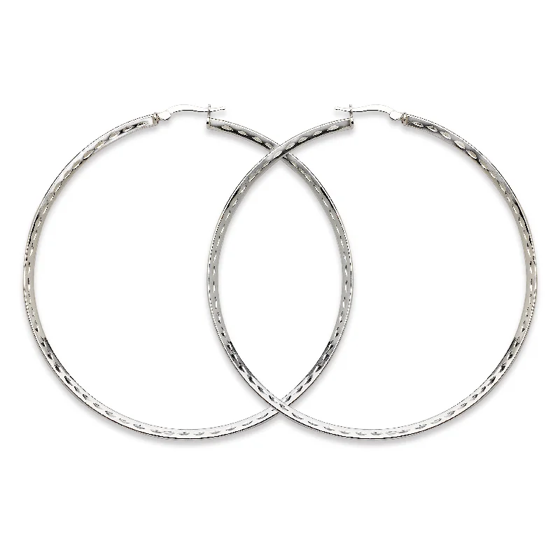 Multi-Layer Earrings-NEW! High Polish Diamond Cut Hoop Earrings .925 Sterling Silver