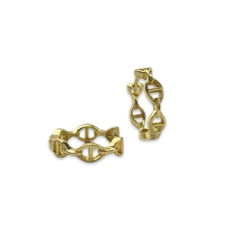 Diamond Stud Earrings-Chain Link Huggies