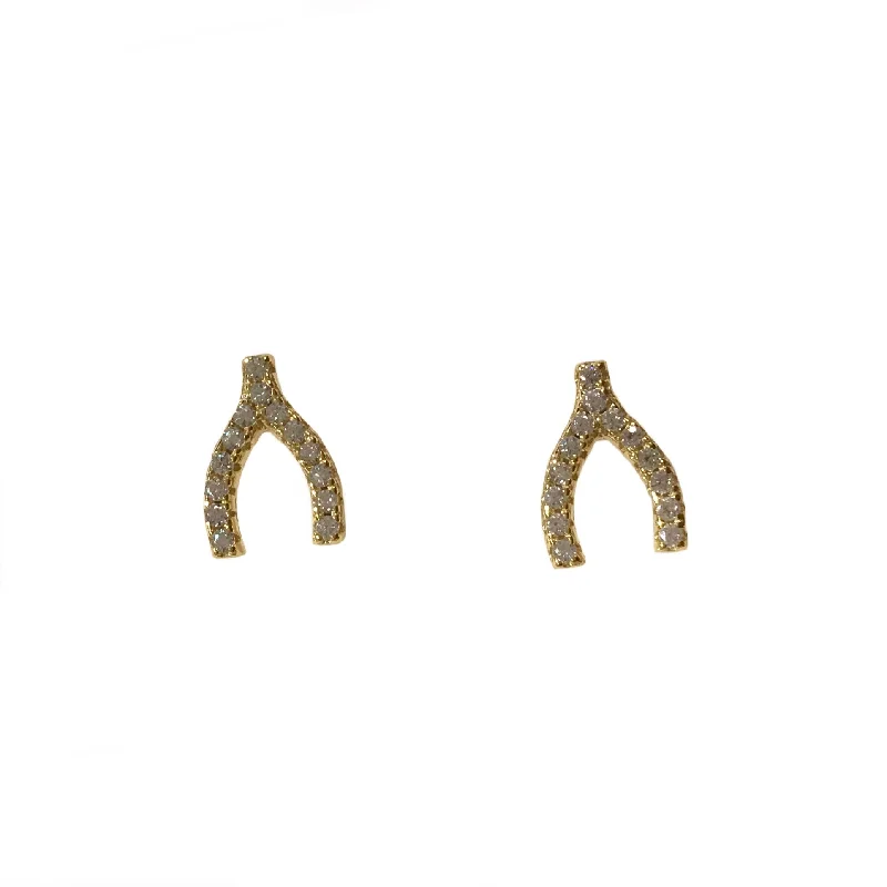 Modern Style Earrings-Wishbone CZ Studs