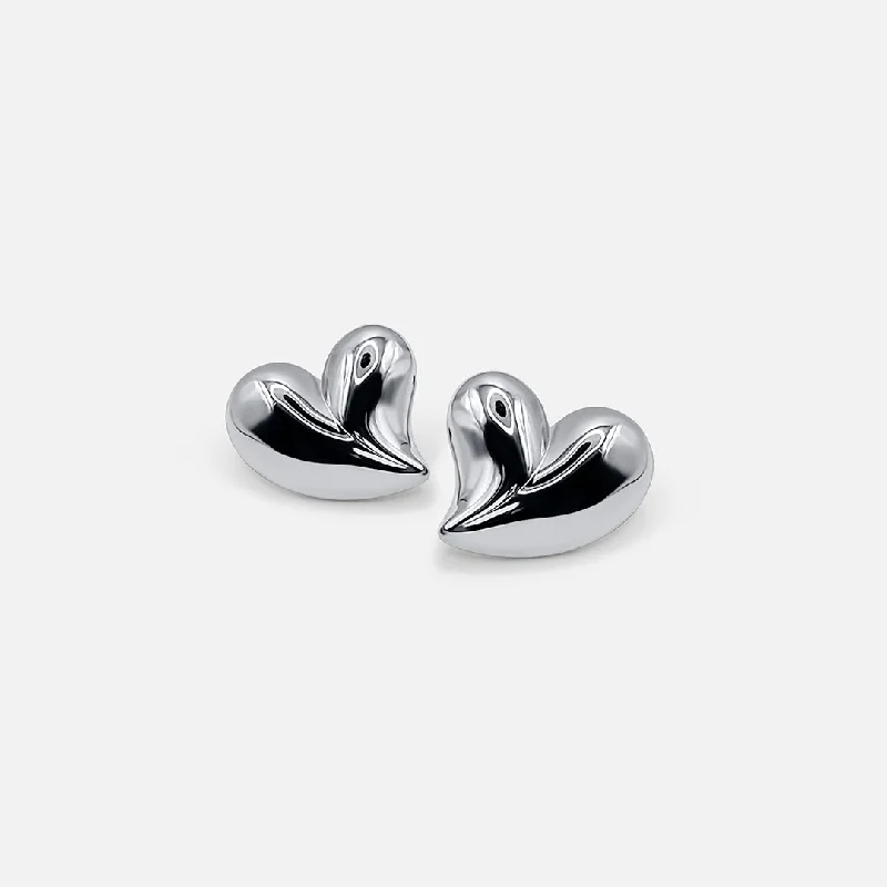 Geometric Stud Earrings-Lover Earrings - Silver