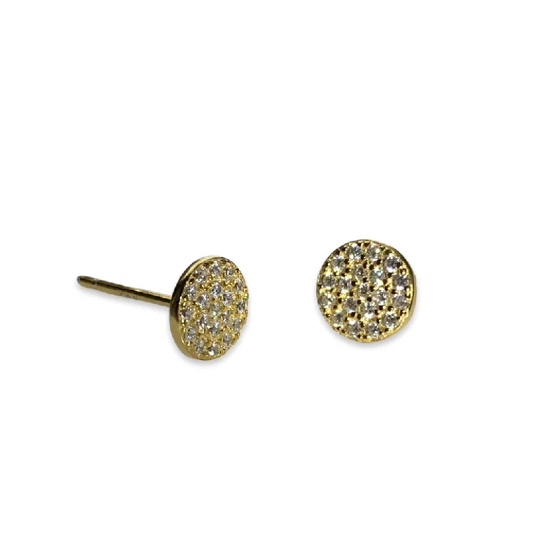 Elegant Evening Earrings-Geovana Round Pave Disc Studs