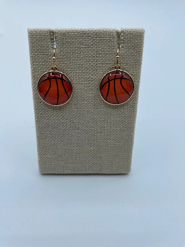 Long Dangle Earrings-Acrylic Basketball Earrings