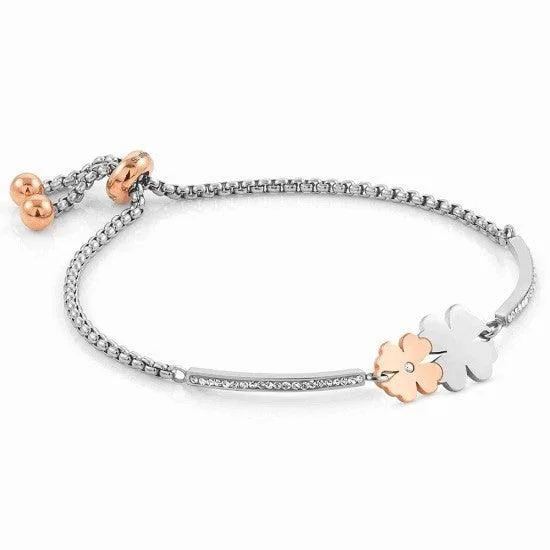 Custom Silver Bangle Bracelet-Nomination Milleluci Double Clover Bracelet